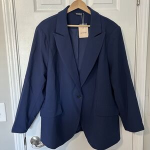 Bloom Chic‎ Stretch Woven Pocket Slim-Fit Blazer in Indigo